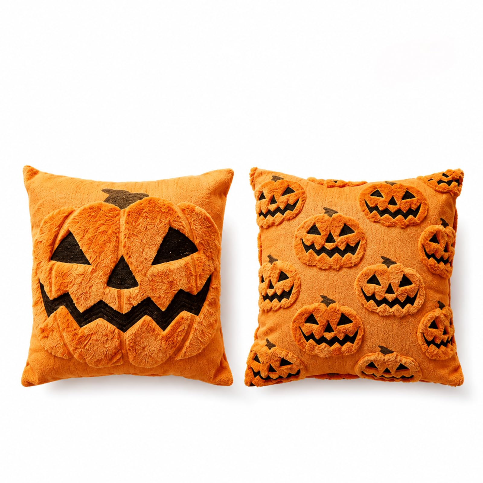 Bubaxuce 2-Pack Orange Pumpkin Cushion Covers 45×45cm with Ghost Pumpkin Monster, Halloween Cushion, Halloween Decor for Living Spaces, Autumn Decor on the Couch and in the Bedroom