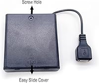 Vista 5 de Paquete de 2 cajas de batería 4AA, 4 soportes de batería AA con cable USB, 6 V (4 x 1.5 V), 4 ranuras x caja de batería de 1.5 V con interruptor