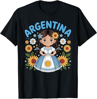 Cute Argentina Girl Traditional Dress with Sunflowers Kids T-Shirt