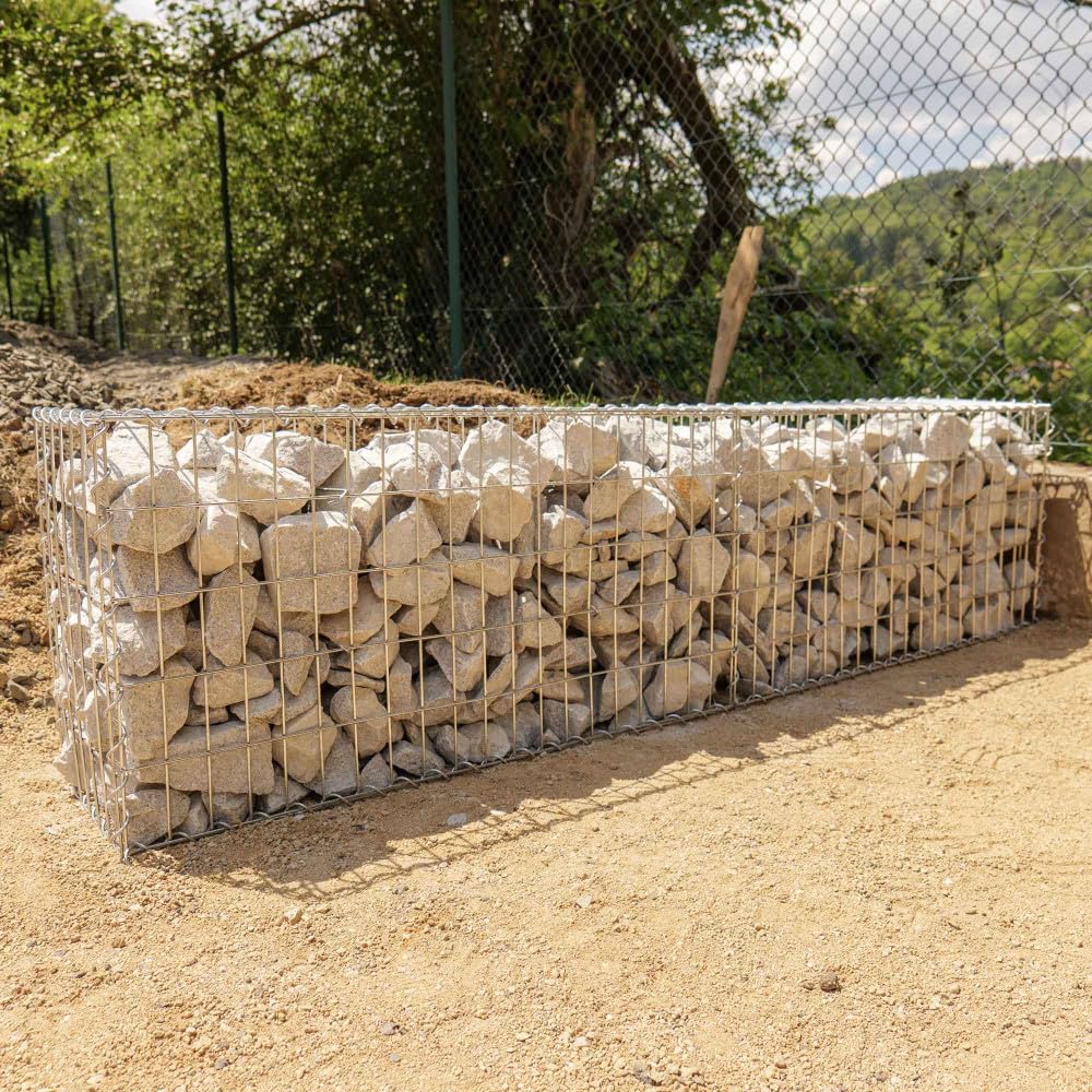 Oxeo Gabion Dimensions 200x50x30cm - Mur avec Pierres - Mur de soutènement - Paroi Bordure de Jardin - avec Spirales et entretoises