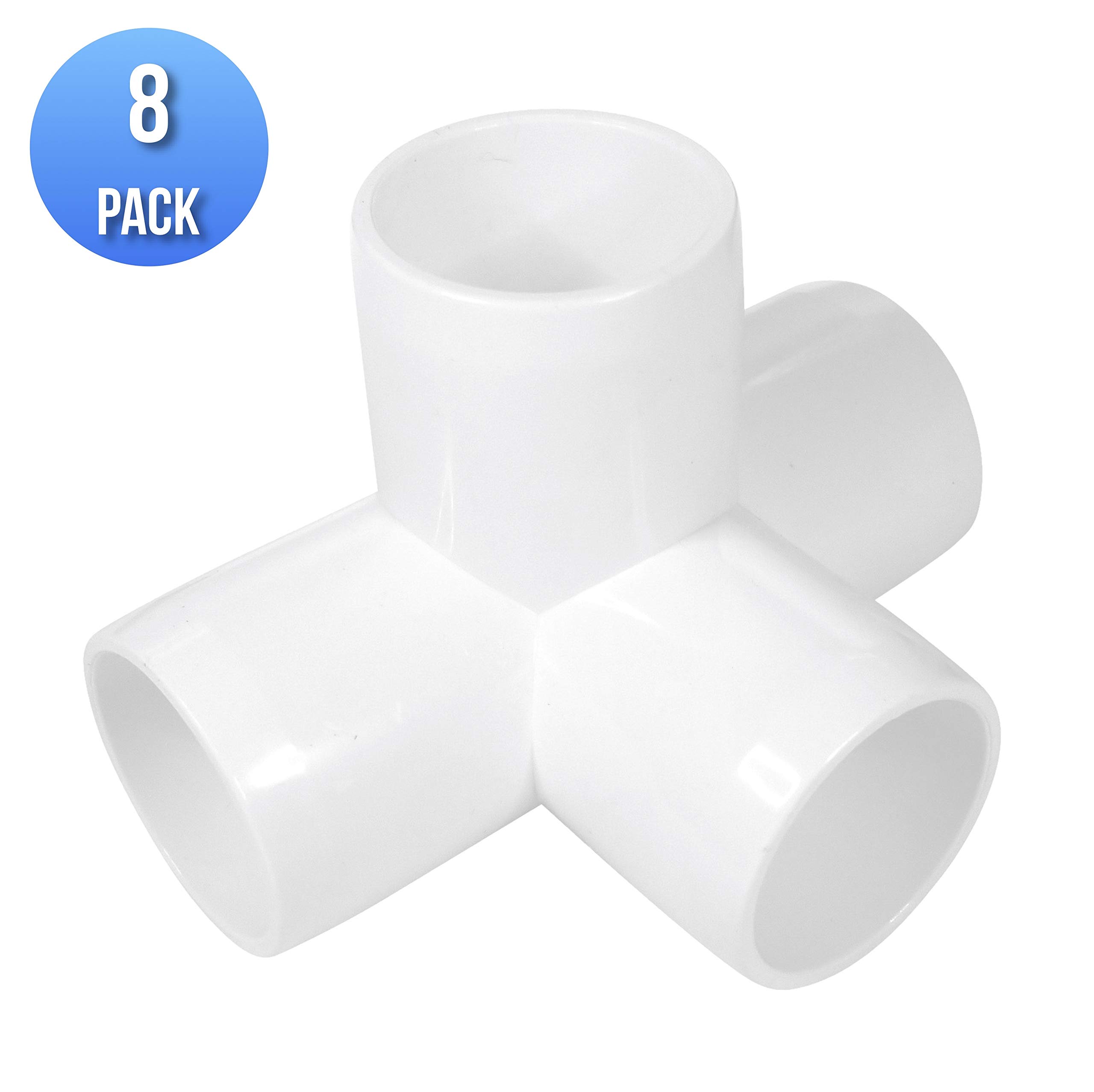 Buy (8PACK) 4Way 3/4" inch SCH40 PVC Fitting, Tee Pipe Fittings PVC Connectors Build Heavy