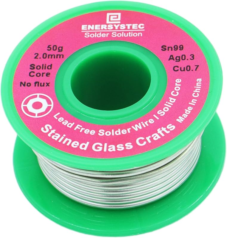 Alambre de soldadura sin plomo de 0.079 in para manualidades de vidrieras, diámetro 0,08 núcleo sólido sin fundente 1.76 oz, alambre de soldadura artesanal, Sn99 Ag0.3 Cu0.7, alambre de soldadura grueso sin fundente para proyectos de manualidades DIY