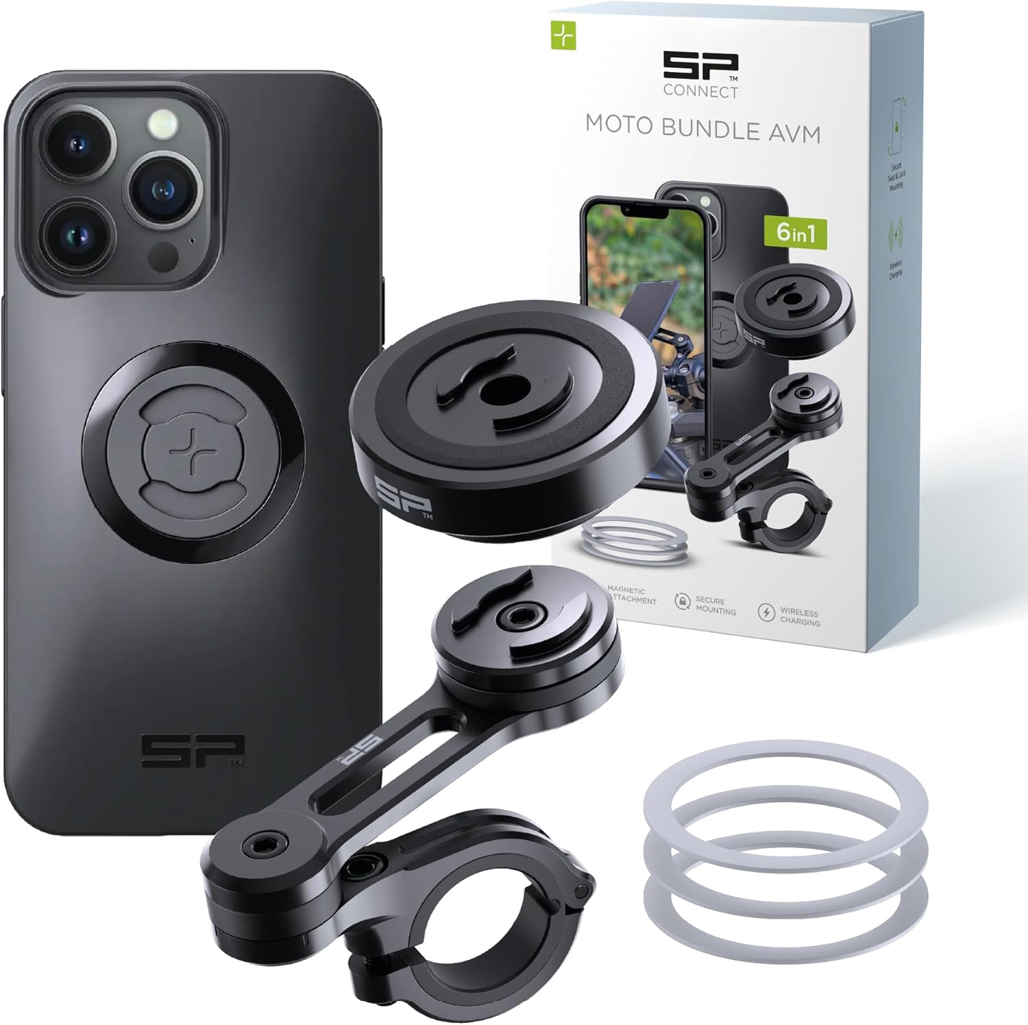 SP CONNECT Moto Bundle II with Anti Vibrations Module| SPC+ | Compatible with for iPhone 13 Pro| Motorcycle Phone Mount |Phone Mount for Motorcycle Handlebars | Cell Phone Holder