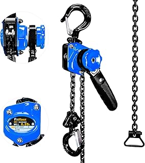 FITHOIST Chain Hoist Come Along 1/4 Ton | Mini Lever Chain Hoist 550Lbs Capacity with 10' Lift G80 Chain | Ratchet Chain Puller Hoist 2 Heavy Duty Hooks | for Garages, Warehouse (Blue)