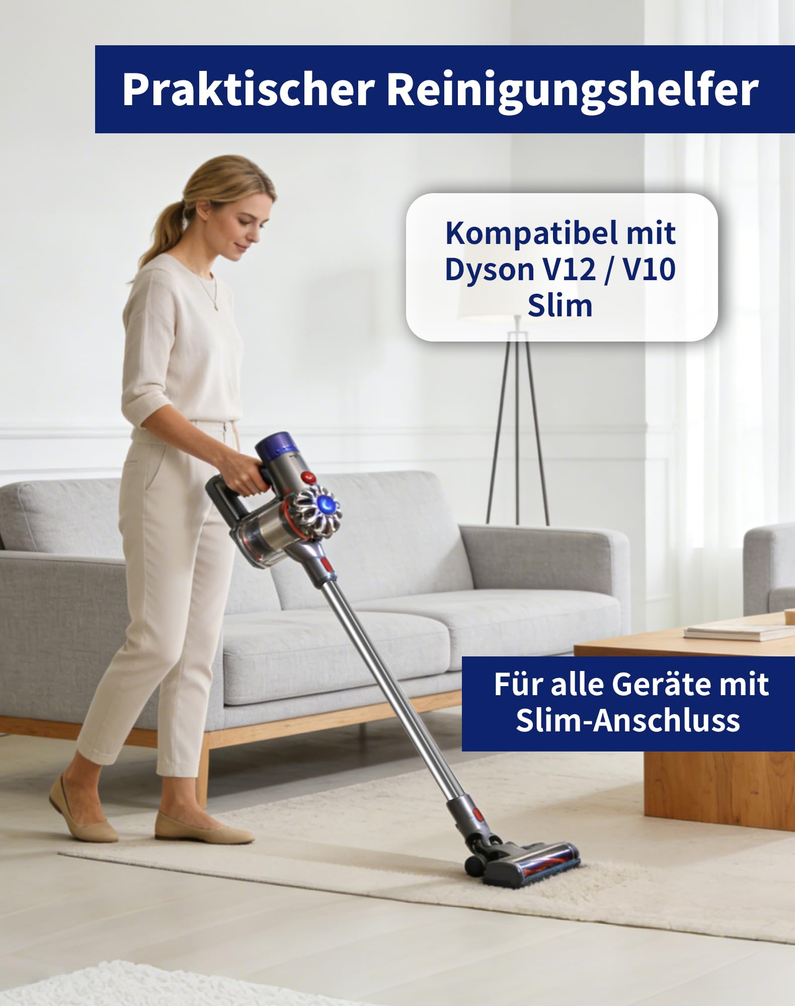 Verlängerungsrohr für Dyson V12 Detect Slim / V10 Digital Slim Stabstaubsauger, 74 cm Aluminium Teleskoprohr mit Schnellspanner, Ersatz Saugrohr 971518-12 (Anthrazit)
