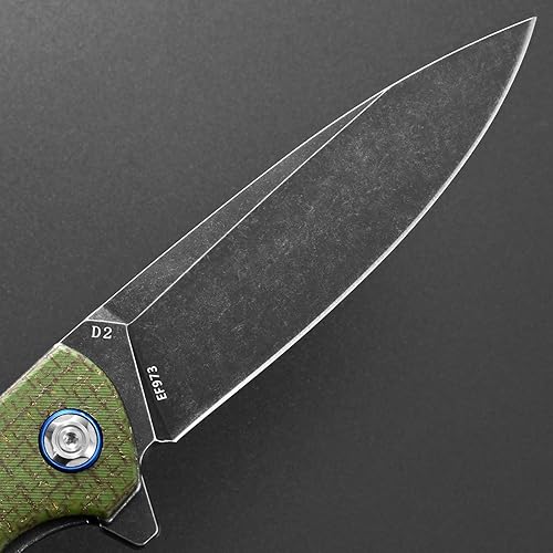 Miniatura 4 de Eafengrow EF973 Cuchillo plegable, hoja de acero D2, mango de micarta, carpeta de bolsillo para trabajo, camping, senderismo, EDC herramienta