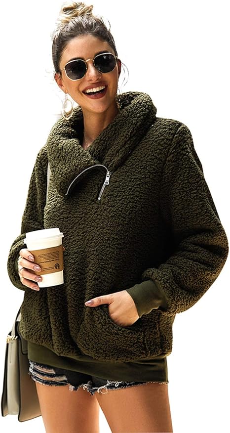 faux fur sherpa pullover