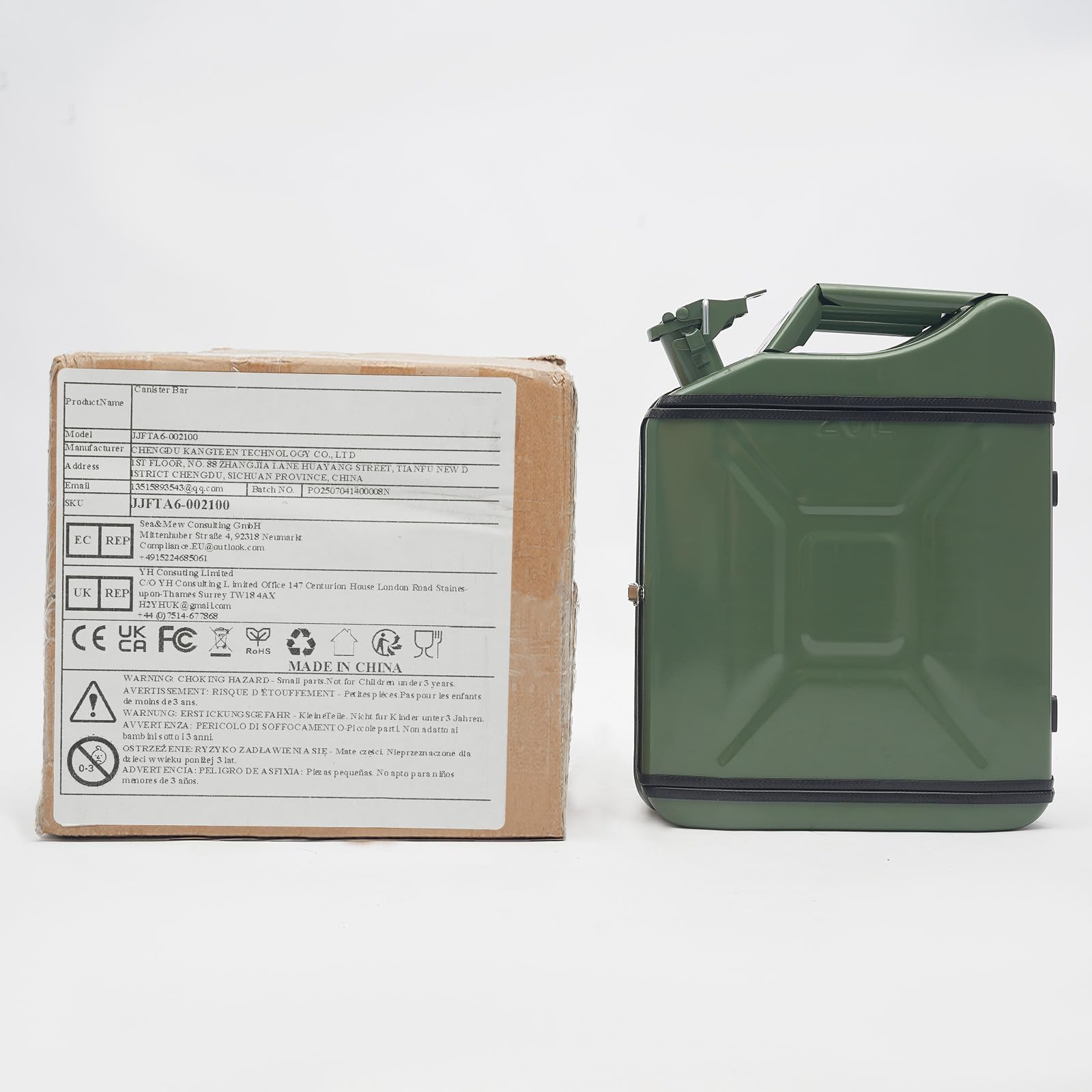 20L Kanister Mini Bar – Mobile Jerrycan Bar aus Metall mit abschließbarem Deckel, tragbarer Whisky-Schrank für Zuhause Camping Party, Geschenk für Männer