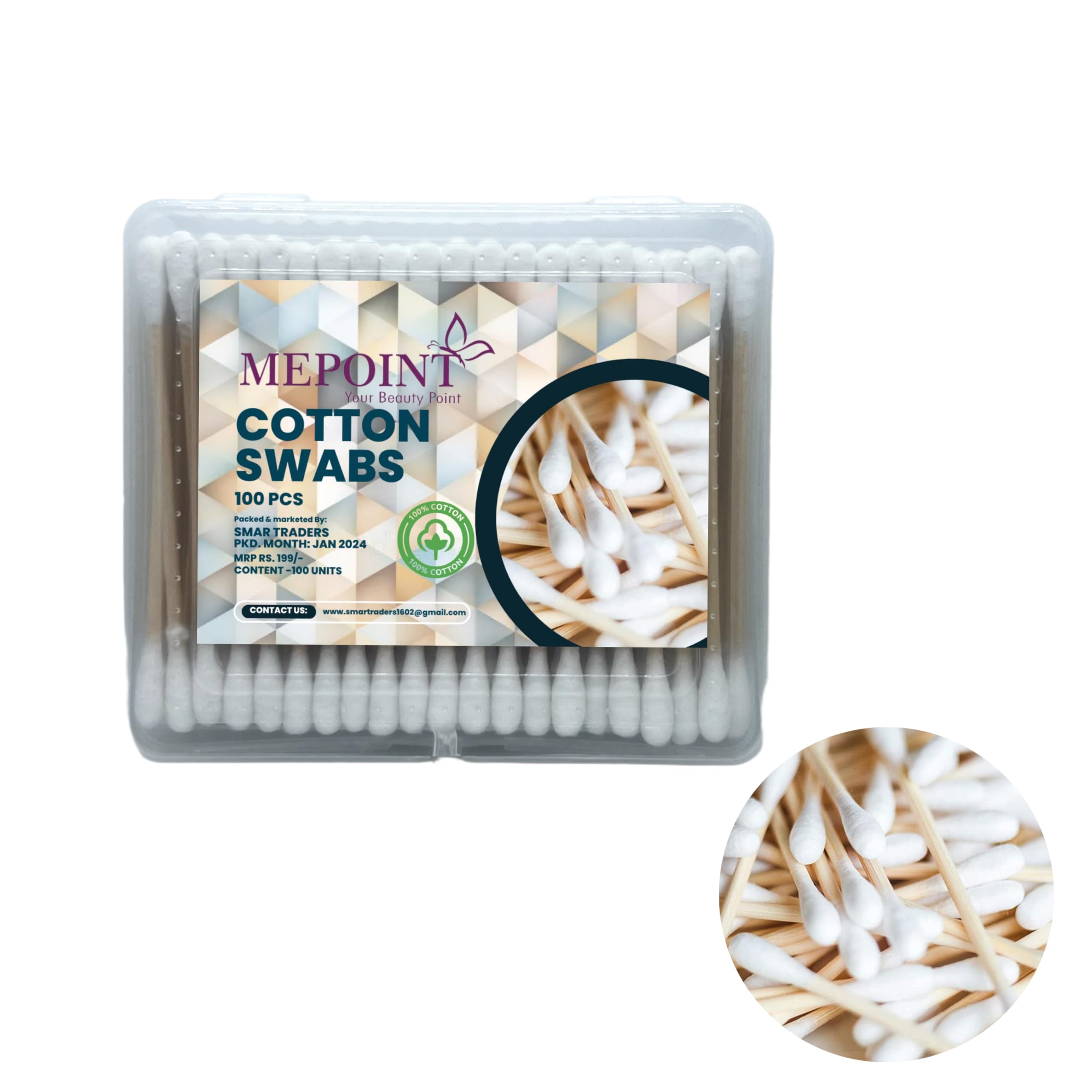 Cotton Buds For Ear Cleaner, Bamboo Wooden Sticks Ear Cleaner Cotton Swabs, 100% Pure & Soft Premium Cotton Ear Buds For Baby's Hygiene & Care 100 Pcs-image-45
