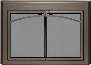 UniFlame - Gerri - Cabinet-Style Fireplace Doors with Smoke Tempered Glass (Color: Oil Rubbed Bronze, Size: Small - Fits Opening 30in to 37in W x 22.5in to 29.5in H)