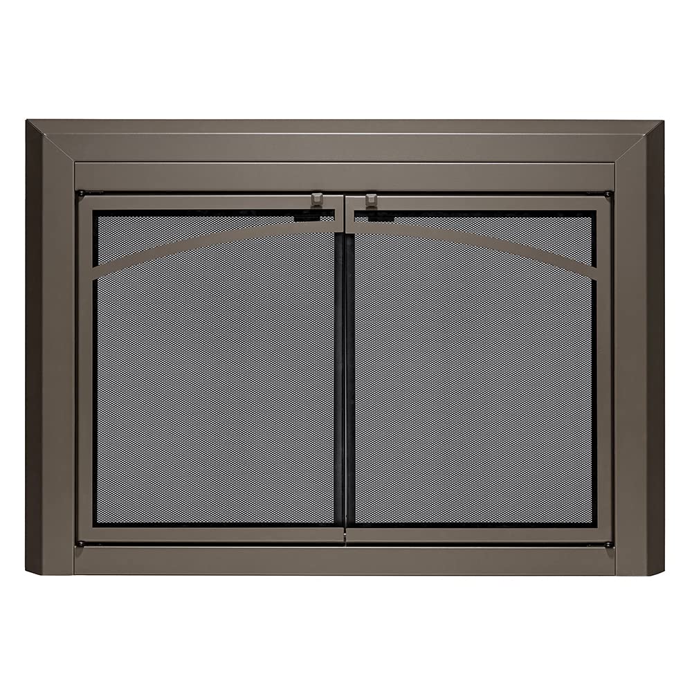 UniFlame - Gerri - Cabinet-Style Fireplace Doors with Smoke Tempered Glass (Color: Oil Rubbed Bronze, Size: Medium - Fits Opening 30in to 37in W x