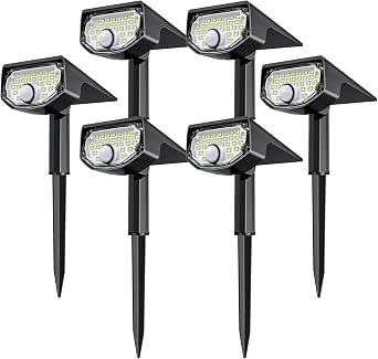 AloftSun Solar Motion Sensor Outdoor Lights, Waterproof 30 LED Spotlights, 3 Modes, Landscape Lighting for Yard and Garden, Cool White, 6 Pack