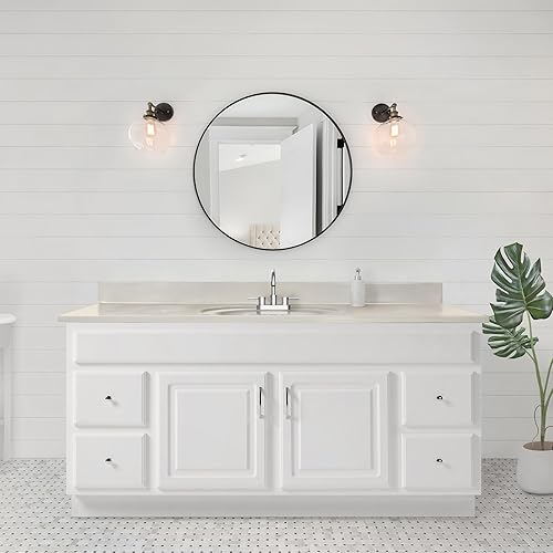 Miniatura 214 de Top de tocador de mármol cultivado de 19 pulgadas con protector contra salpicaduras, embalaje mejorado, remolino de marfil - Design House, 586263