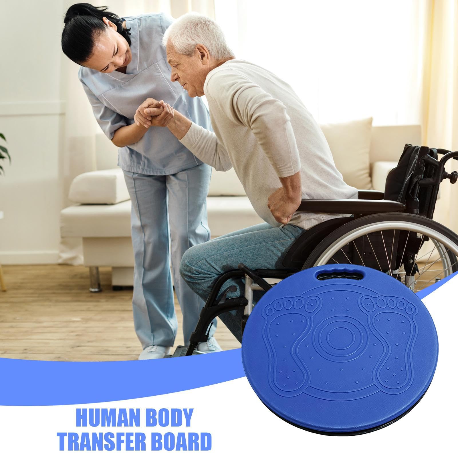 Tabla giratoria de transferencia de pacientes | Acero ABS EVA giratorio 39 | × 39 cm Mecanismo giratorio 360° Capacidad de carga 150 kg Peso 940 G | Ayuda de movilidad antideslizante para silla de