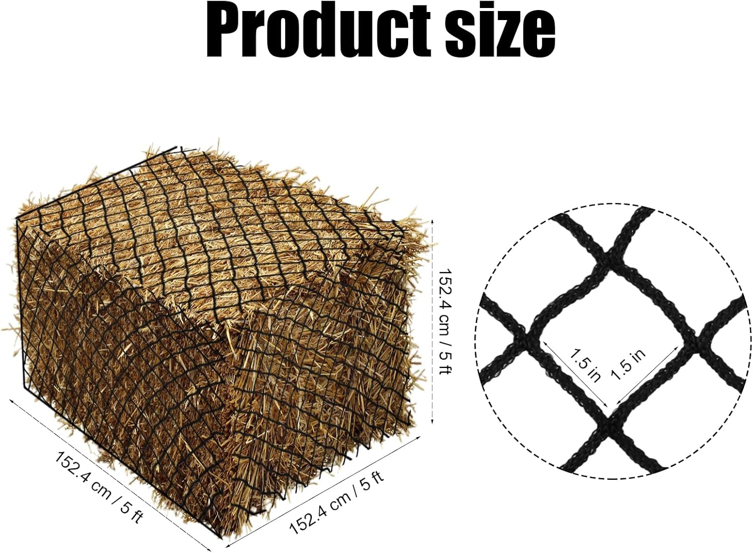 23pcs Hay Bales for Horses, Large Round Bale Hay Net Square Bale Slow Feed Hay Net Fit for 5x5x5 Feet Round Hay Bales and 3x4x8 Feet Square Hay Bales for Farm Countryside