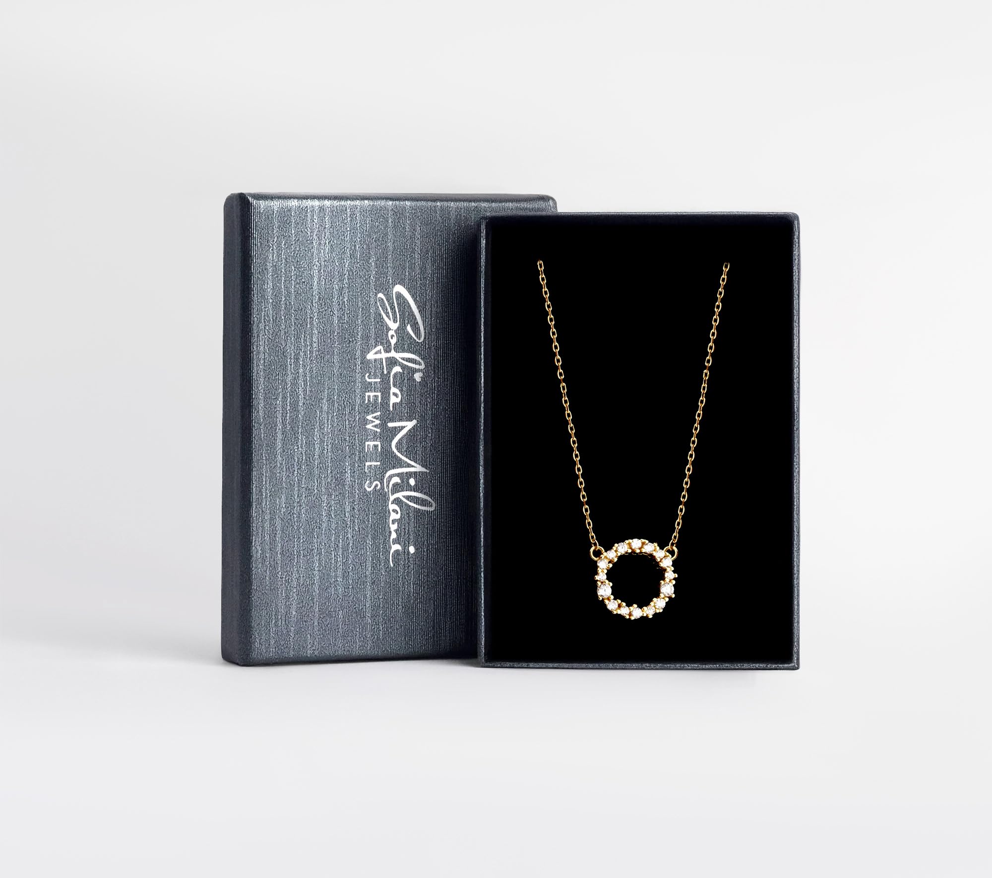 Sofia Milani - Collana da Donna in Argento 925 - con Pietra Zircone - Ciondolo a Cerchio
