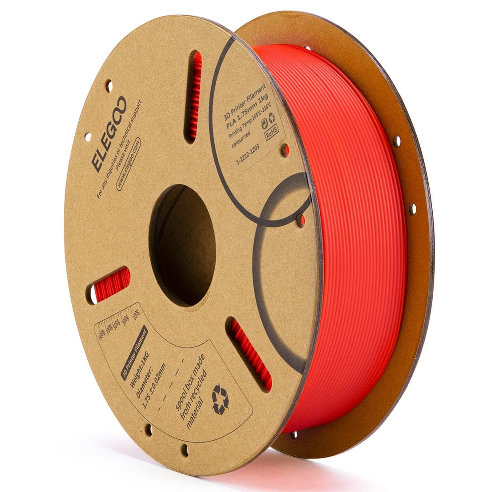 ELEGOO PLA Filament 1.75mm Red 1KG - 3D Printer Dimensional Accuracy +/- 0.02mm, 1kg Cardboard Spool (2.2lbs) Fits Most FDM 3D Printers-image-21