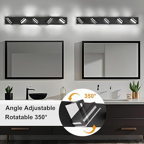 Miniatura 51 de Lámparas LED modernas para tocador (3 lámparas, 24 pulgadas), accesorios de iluminación para pared de baño acrílico dorado sobre espejo