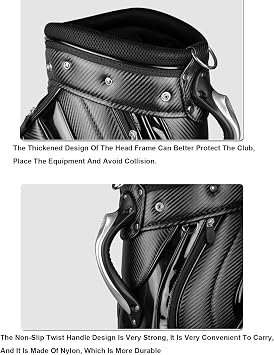 Golf Club Bag PU Leather Wear Resistant Golf Stand Bag for The Driving Range with Strap and Multiple Divider Bags