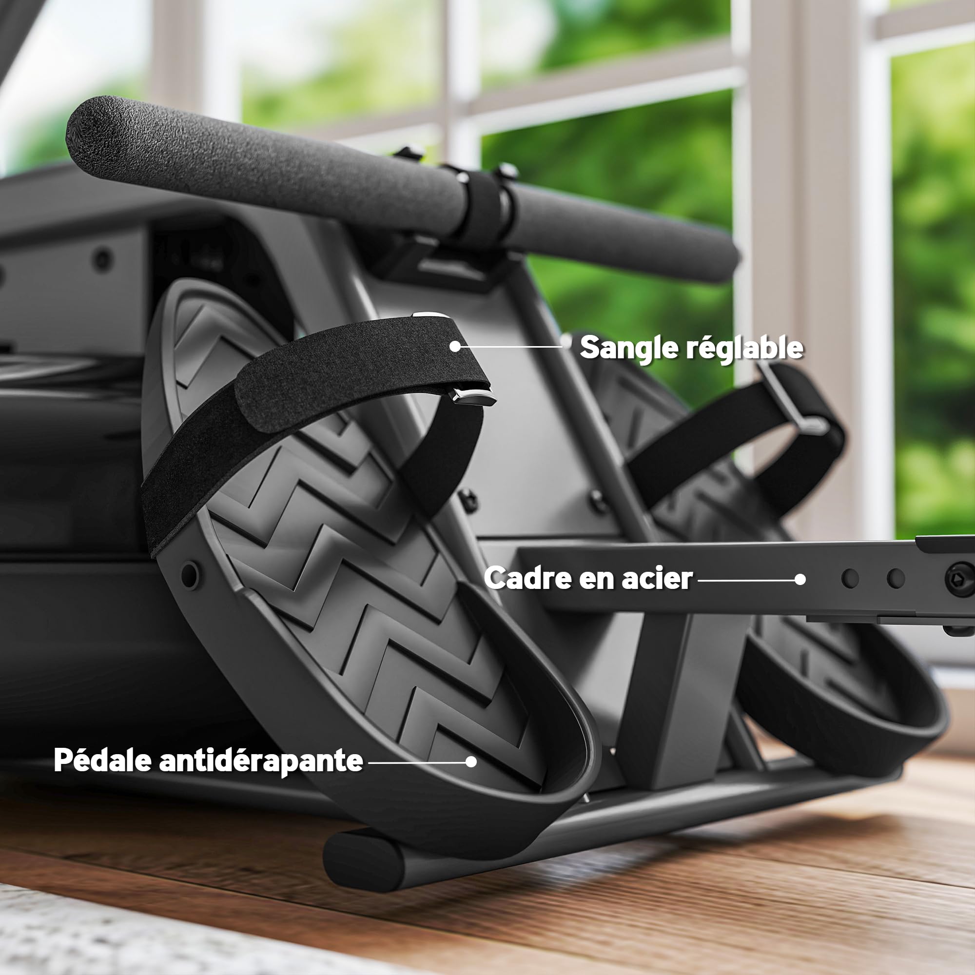 SPORTNOW Rameur à Eau pour Musculation d'appartement, 6 Niveaux de résistance, écran LCD avec Support Tablette, Rangement Vertical à roulettes, Charge Max 135 kg, Acier