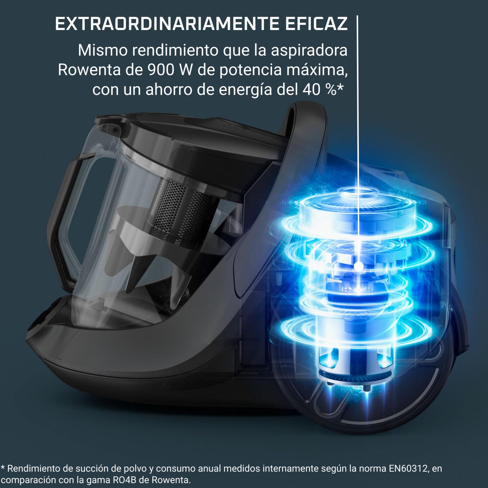 Rowenta RO7C30EA Green Force Cyclonic Effitech Aspiradora sin bolsa, modelo para parqué, eficiencia energética