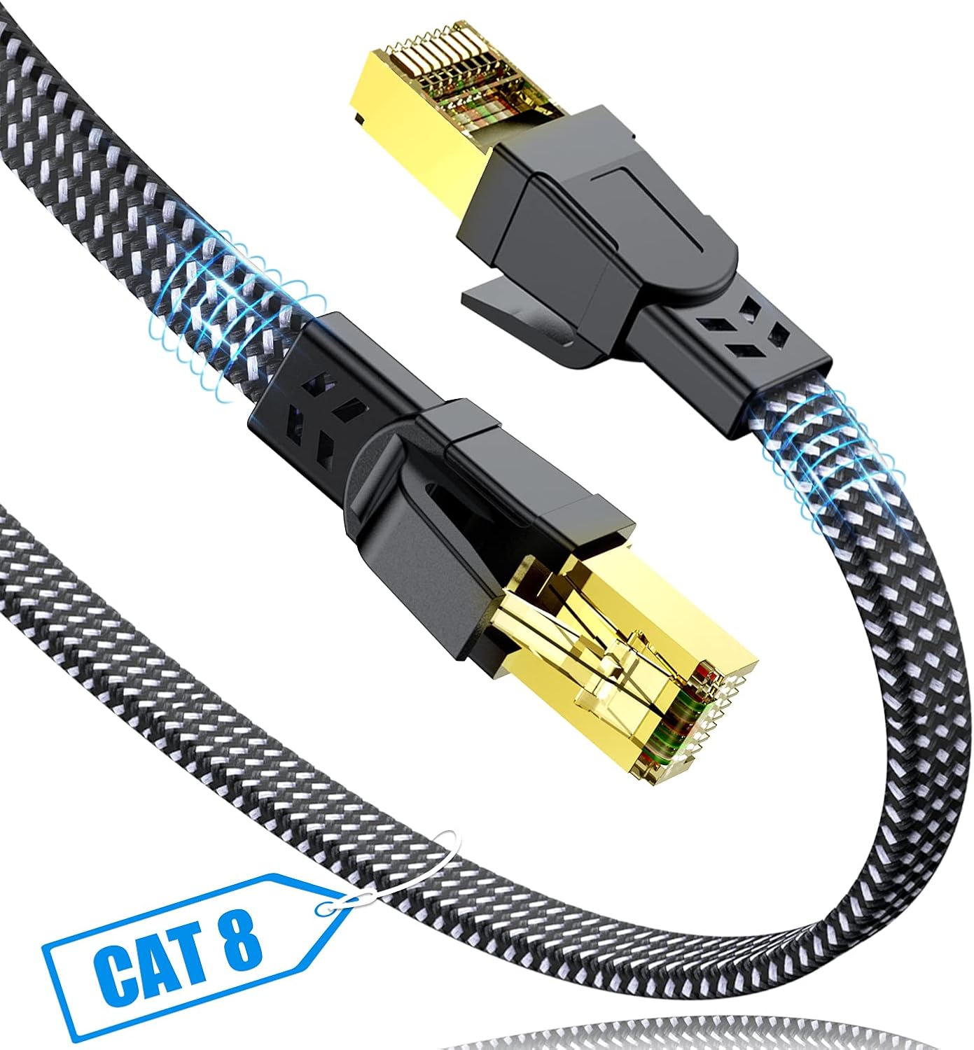 CAT 8 Cable 0.5M, SWECENT Flat Gigabit Cable RJ45