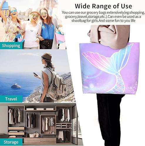 Miniatura 7 de Famame Bolsa de lona grande para mujer, bolsa de hombro casual, reutilizable, multiusos, bolsa de compras para exteriores