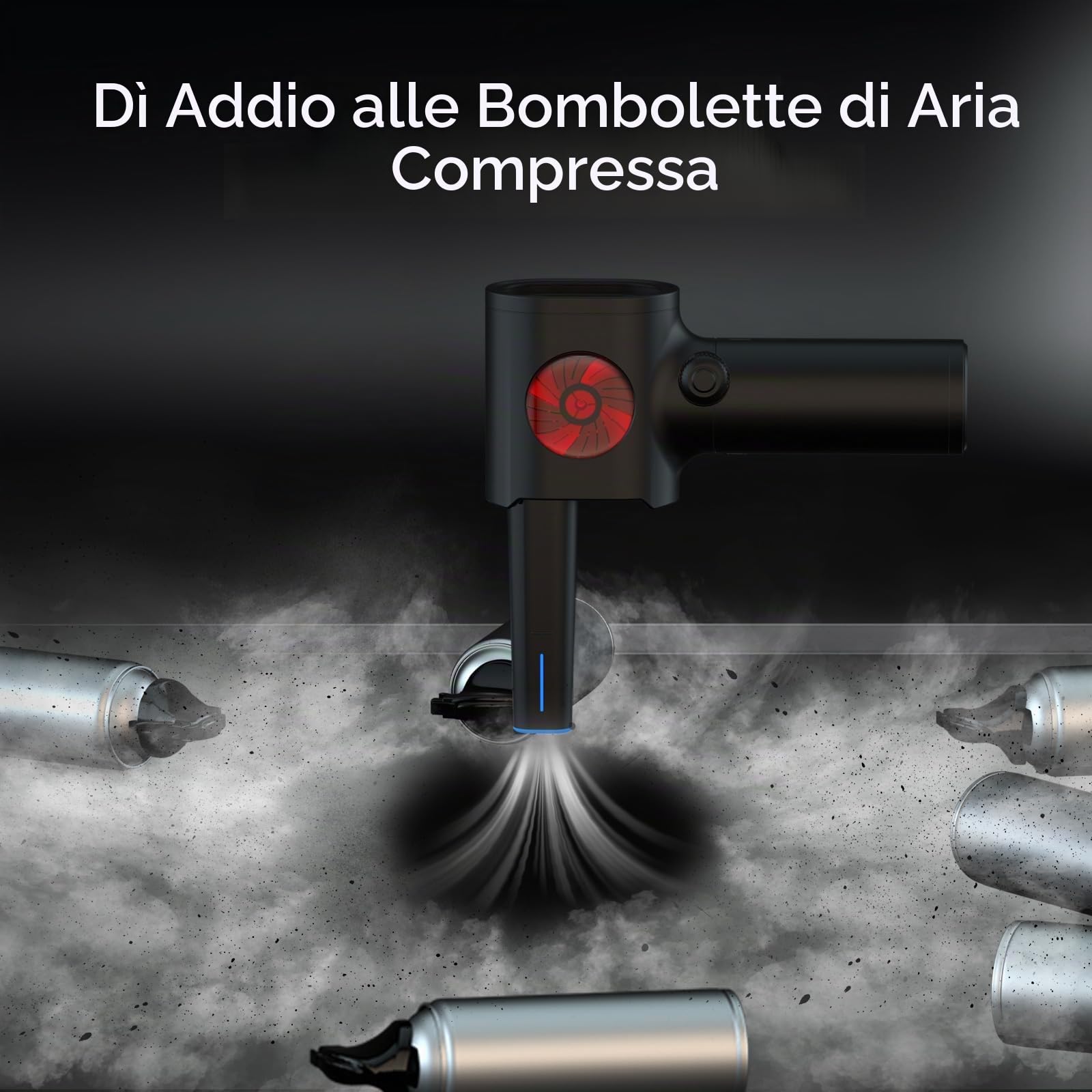 ATEngeus Elettrico Rimuovi Polvere Aria Compressa, Spolverino Elettrico a velocità Continua con Custodia, Spolverino ad Aria Senza Fili con LED, Soffiatore per Auto, PC, Casa