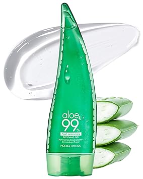 HOLIKA HOLIKA Aloe Fresh Moisture Soothing Gel - Face Body Moisturizer - Fermented Aloe and Cica - Hydrating Cooling Hypoallergenic Korean Skincare for Sensitive Sunburned Skin, 8.45oz