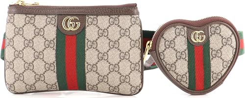 Pre-Loved Ophidia Heart Utility Double Belt Bag, Brown