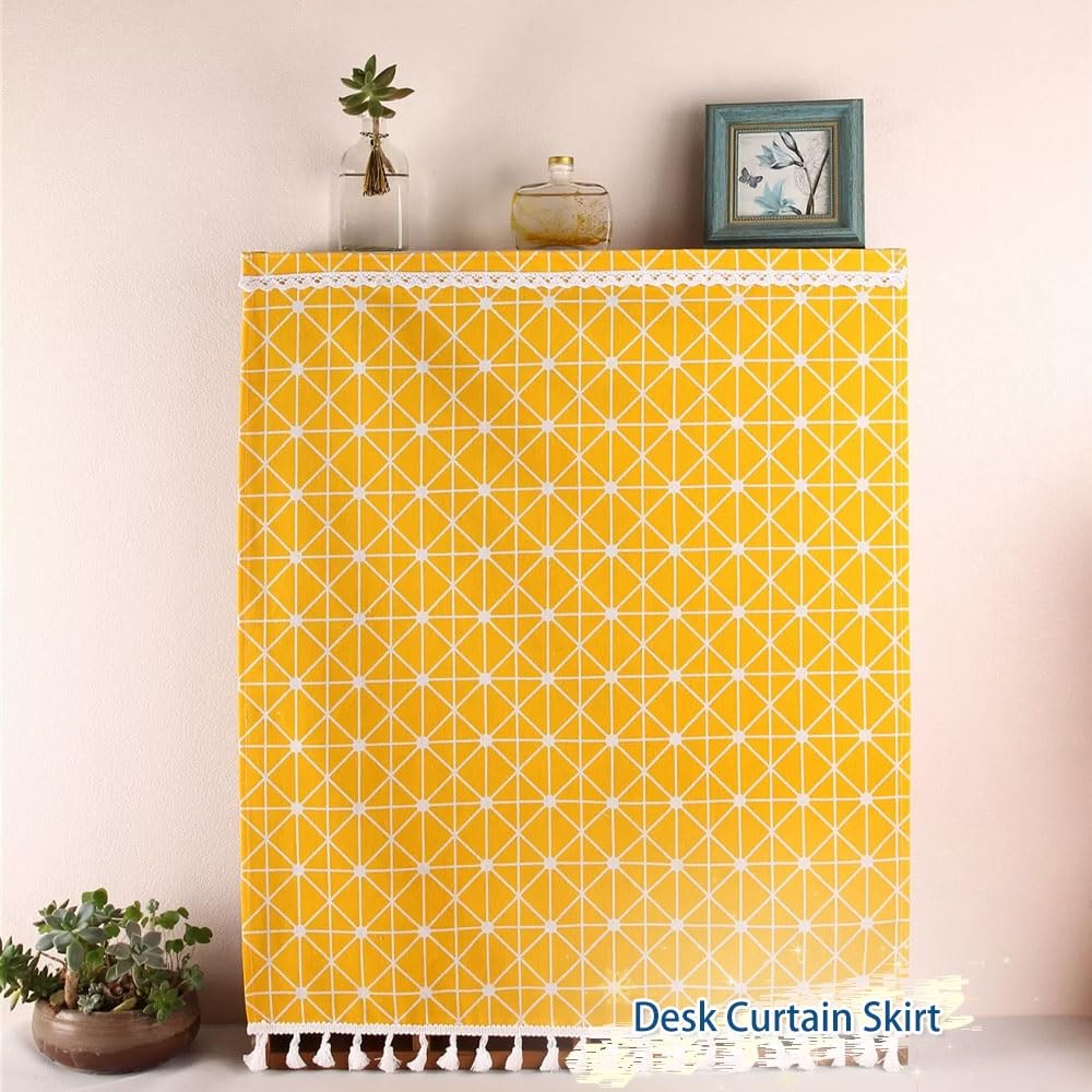 Tenda regolabile sotto il lavello per mobili da cucina, design con gancio e anello, misto cotone per privacy e organizzazione