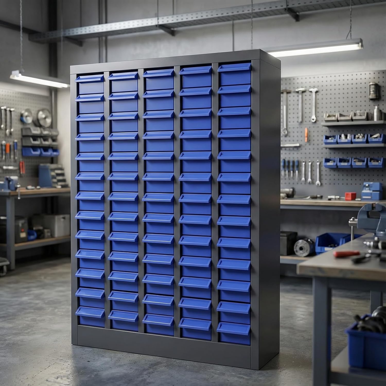 75-Drawer - Nut and Bolt Organizer | Stainless Steel Part Storage Cabinet | Shelves & Labels | Each Drawer 3.9" D x 7.8W x 2" H | Durable Hardware Storage for Small Parts/Tool (Classroom, Home)