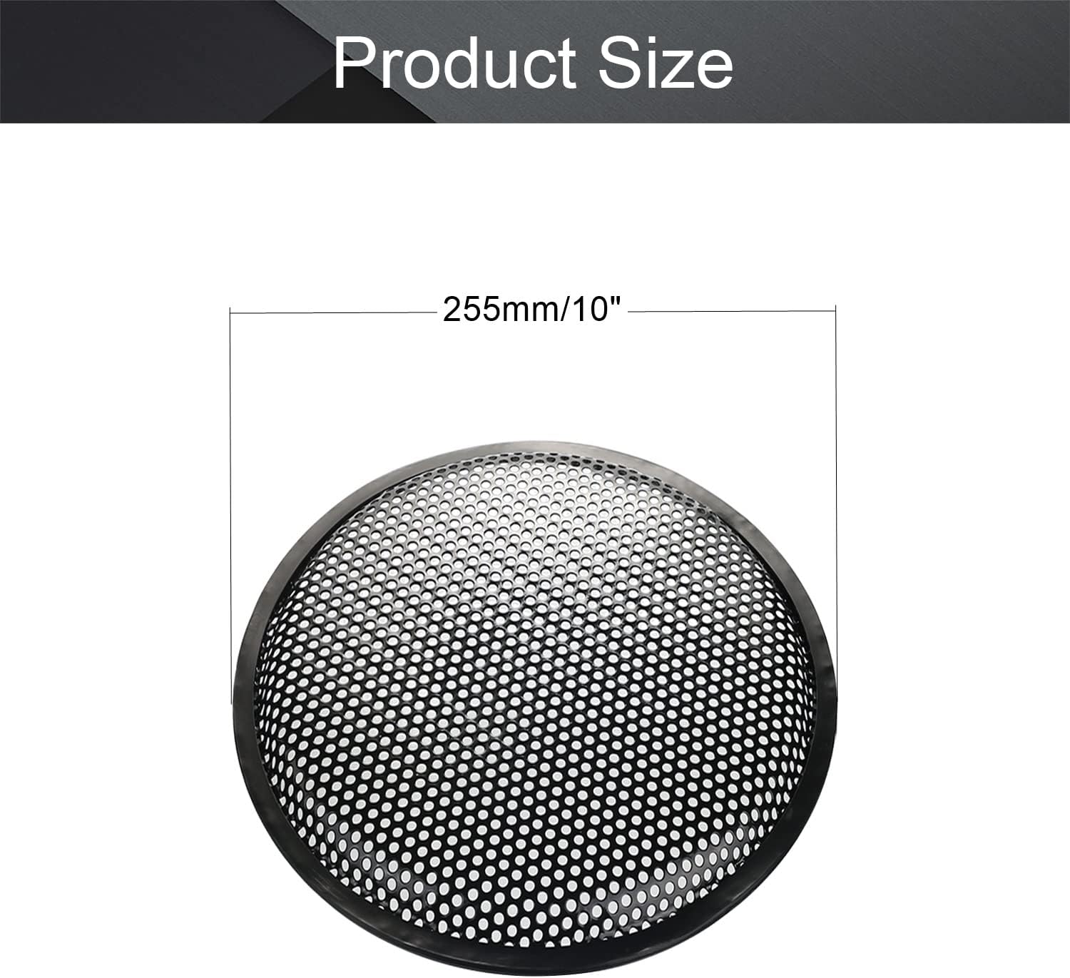 Bettomshin 2Pcs 10inch /255mm Speaker Grill Mesh Decorative Circle Woofer Guard Protector Cover Audio Accessories Black