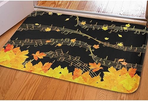 Miniatura 4 de Tapetes estéticos de Acción de Gracias con parte trasera antideslizante, notas musicales de hoja de arce, tapetes de entrada fáciles de limpiar,