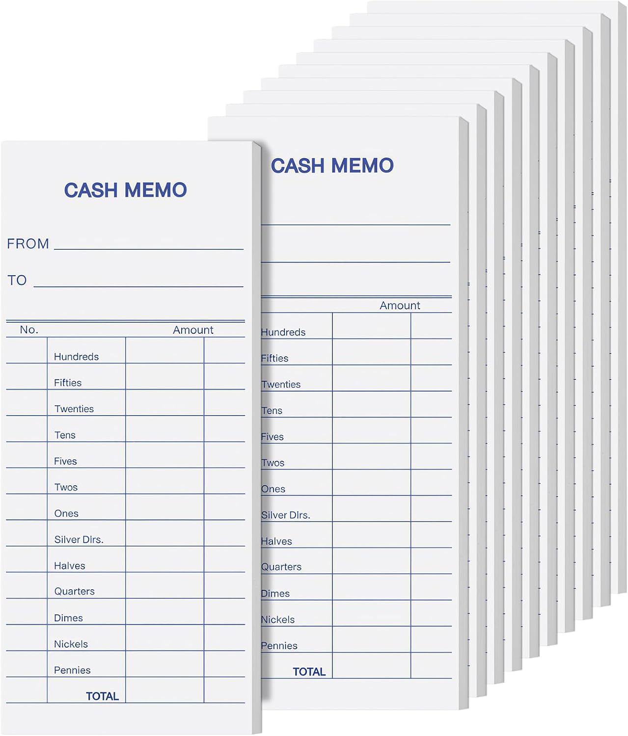 Eaasty 1000 Sheet Cash Memo 2.75 x 6.25 Inch Currency Coin Counting Record Sheets Record Keeping Bank Deposit Forms Padded Form Bank Cash Bill System Pads Deposit Slips with to and from Details