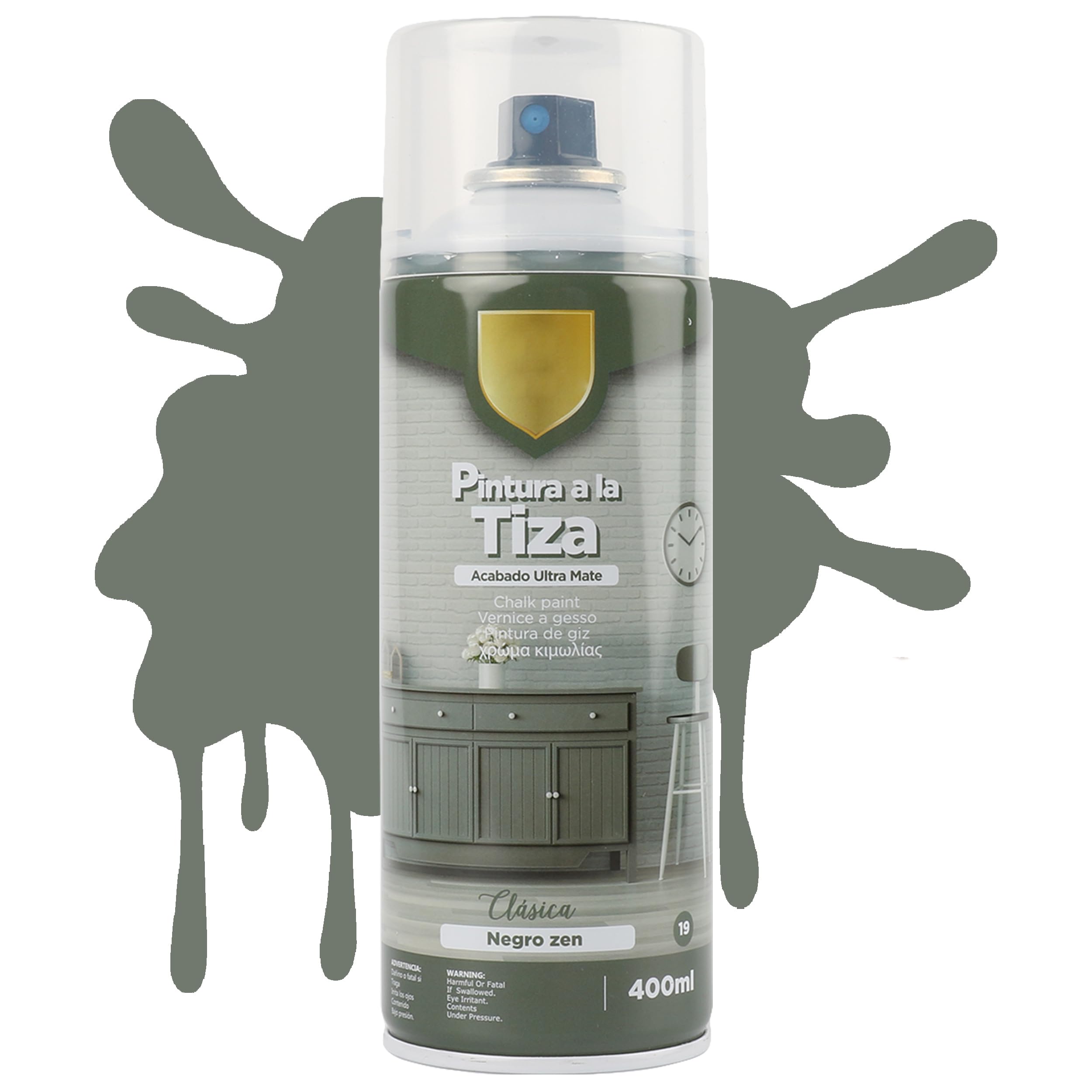 H HANSEL HOME Pintura Spray a la Tiza Acabado Ultra Mate - Negro Zen 400ml