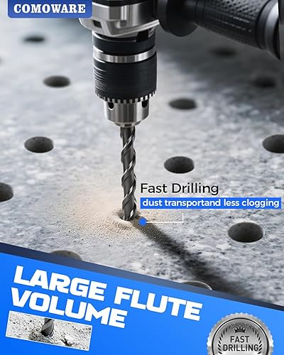 Vista 15 de COMOWARE Juego de brocas de martillo giratorio y cinceles, herramienta de agujero de mampostería de hormigón SDS Plus, 17 piezas con estuche