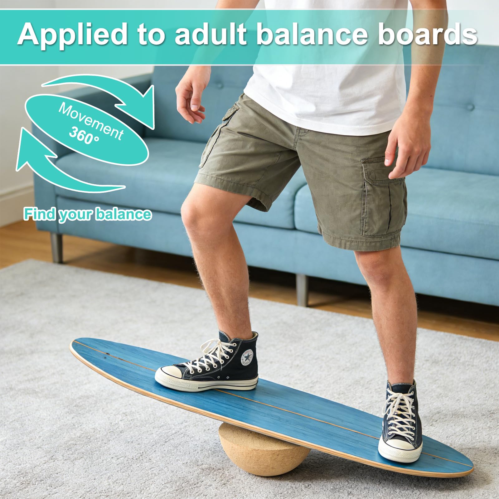 Semisfero in sughero per yoga e pilates, emisfero fitness di alta qualità in sughero per allenamento di equilibrio, Balance Board emisfero, equilibrio sostenibile, per fitness e riabilitazione
