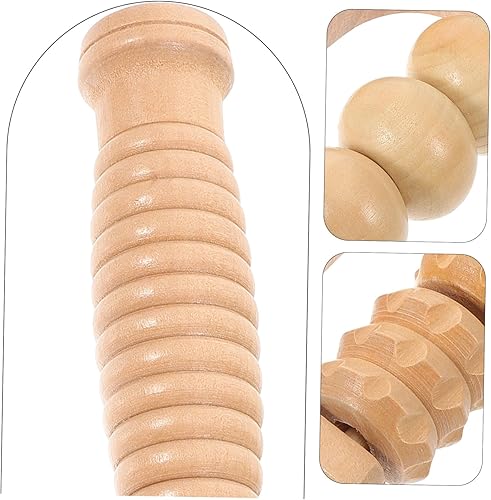 Miniatura 4 de Rodillo de masaje de pie trasero de mano, herramienta de terapia de madera para acupunto rodillo de pierna masajeador de relajación para viajes en