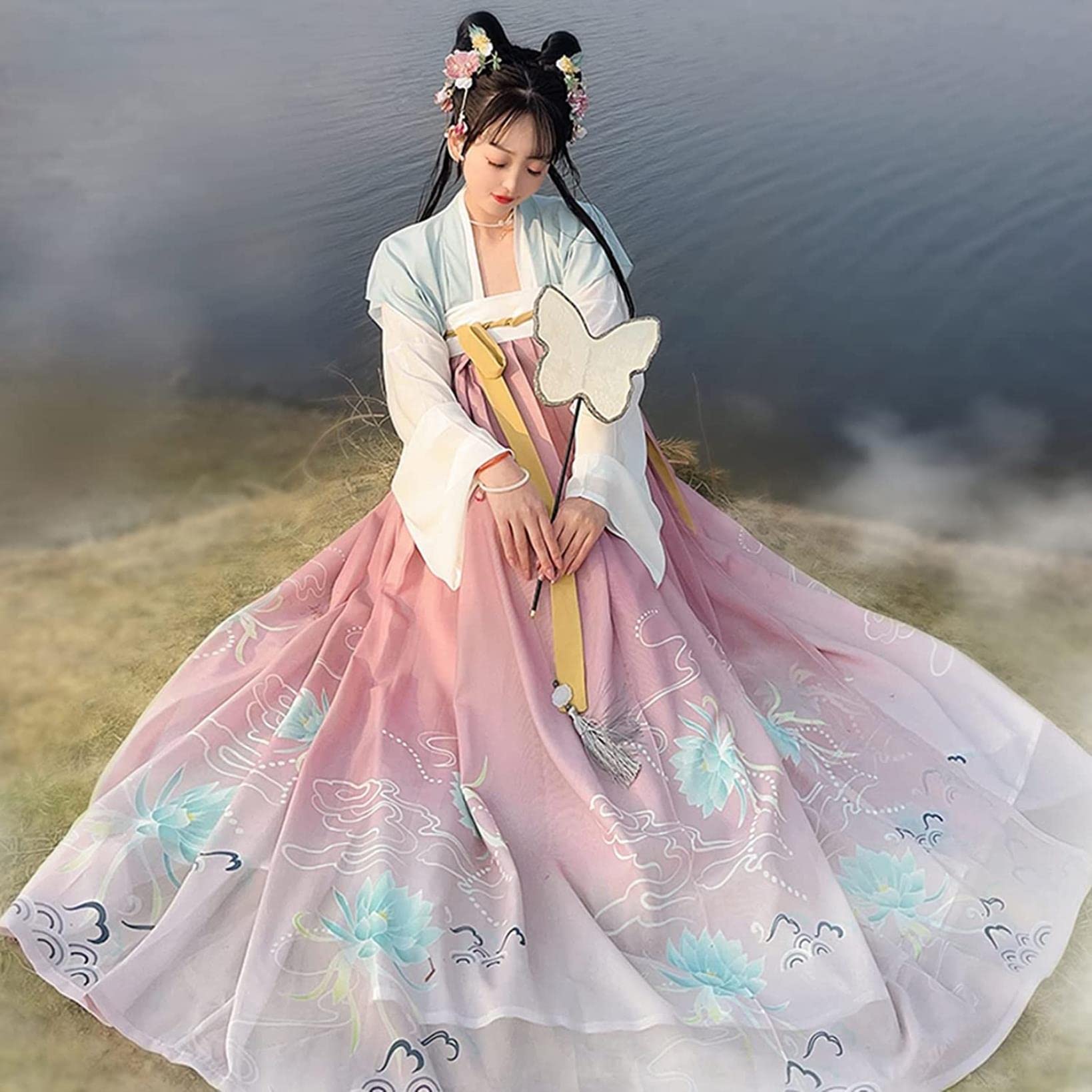 han-fu Damska starożytna chińska tradycyjna han-fu Wróżka Spódnica Sukienka Cosplay Gra na scenie Karnawał (Kolor: różowy, rozmiar: mały)