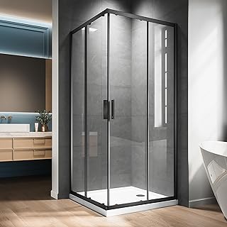 Corner Shower Enclosure 36"L X 36"W X 72"H. Double Corner Sliding Shower Door With 1/4 In Nano-Coated Tempered Glass,Corner Shower Glass Door In Brushed Silver for Upgrade Your Bathroom