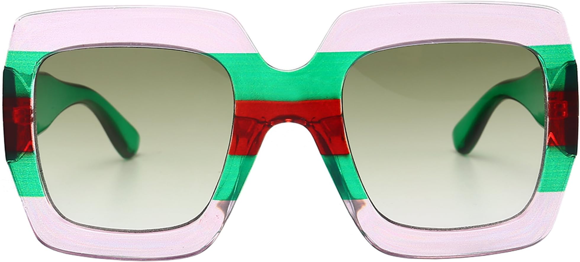 Gobiger Trendy Luxury Square Oversized Sunglasses for Women Brand Designer Shades (Gradient Green)