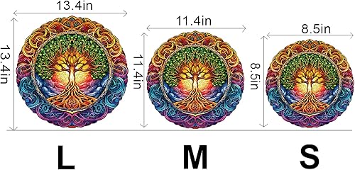 Miniatura 6 de WOODBESTS Rompecabezas de madera para adultos, rompecabezas de árbol de la vida de mandala (L, 300 piezas, 13.4 x 13.4 pulgadas), hermosa caja de