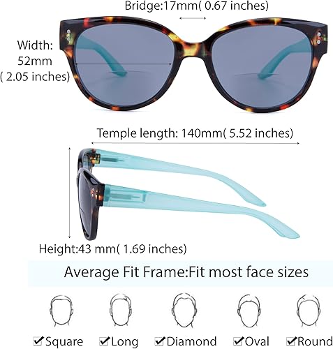 Miniatura 3 de EYEGUARD Lentes de sol bifocales de lectura con protección UV400, para mujer, cómodos y elegantes lentes de lectura (verde, +1.75)