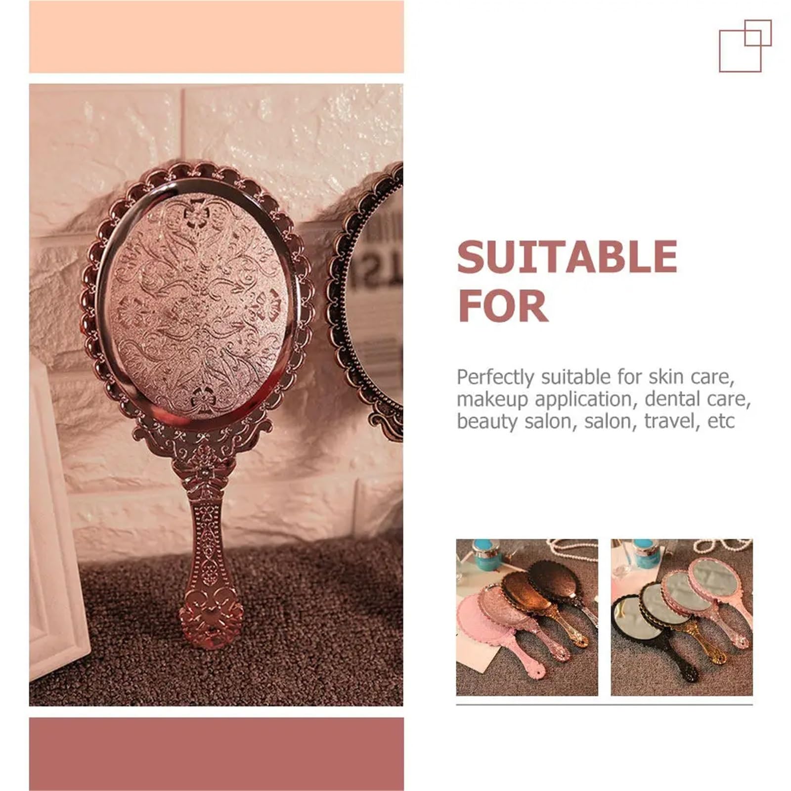 Specchio for il trucco portatile vintage rotondo da 12 pezzi Per i Viaggi Quotidiani