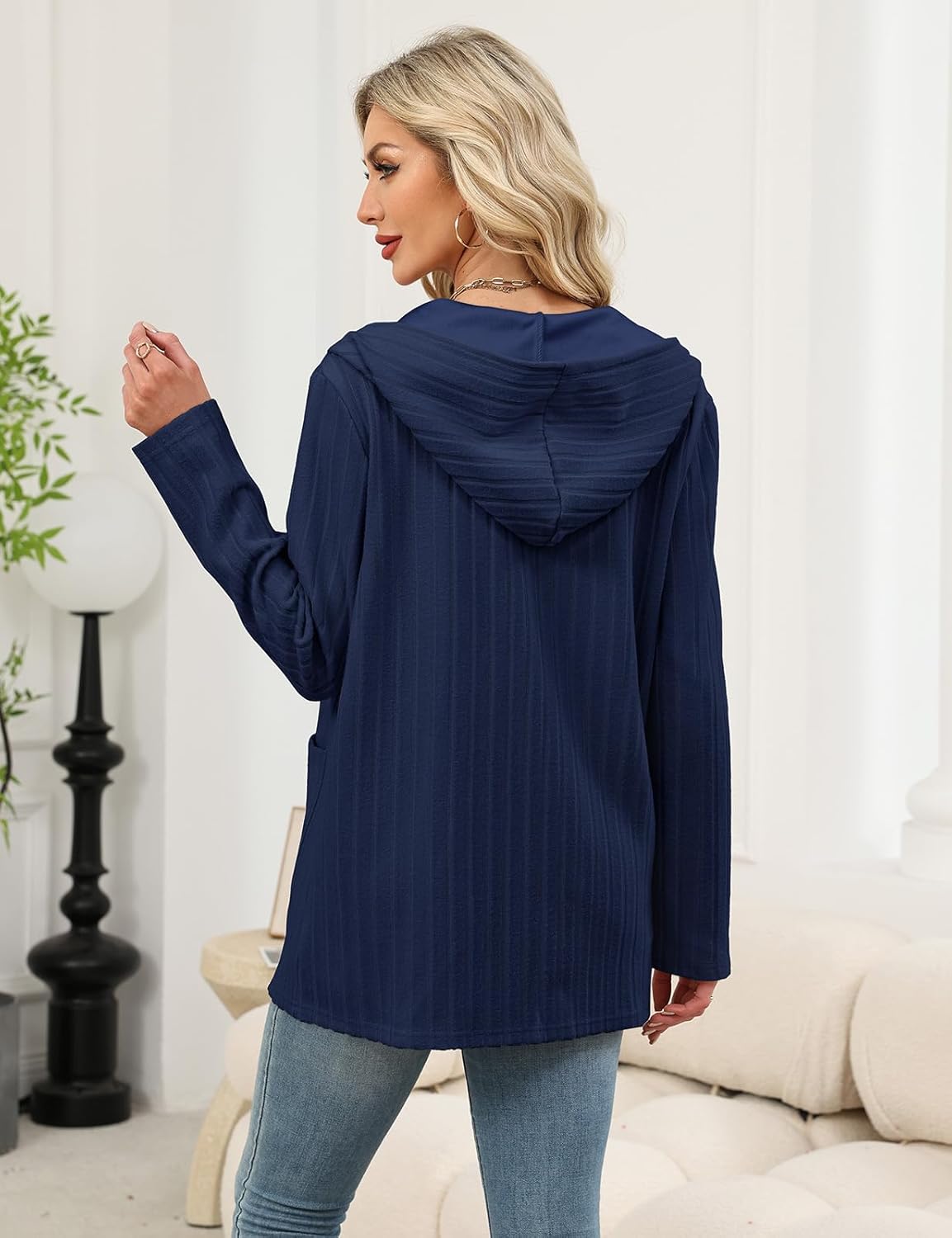 Viracy Cardigan Sweaters for Women Hoodies Long Sleeve Button Down Open Front Business Casual Outfits with Pockets - Image 6