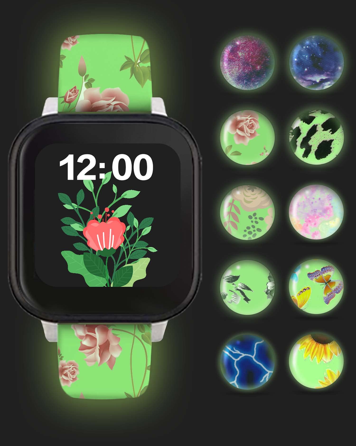 Luminous Gizmo Watch Band Compatible with Verizon Gizmo Watch 1/2/3 Replacement Band Gabb Watch Strap SyncUP Kid Watch Band Silicone Soft Watch Replacement Cartoon Wristband Girl Boy Christmas