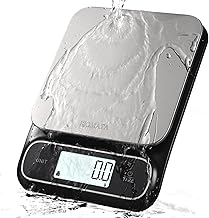 BOMATA Waterproof IPX6 Kitchen Scale, 0.1g High Precision Digital Scales with Backlight, Stainless Steel Weighing Platform, Suitable for Cooking, Baking, Weight Loss etc. Black B619