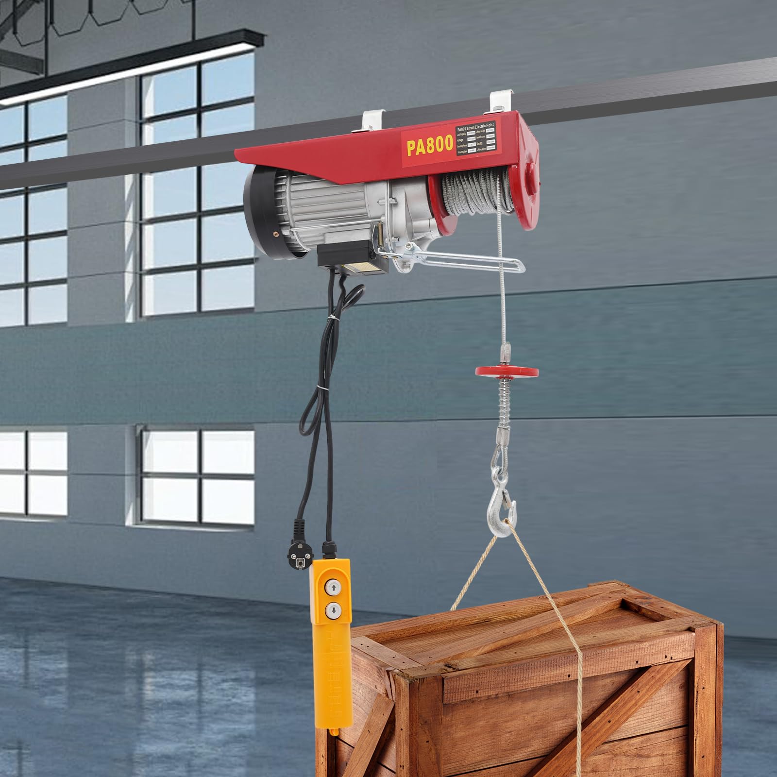 Elektryczna wciągarka linowa 220-230 V, 400-800 kg, wciągarka, dźwig, wciągarka, dźwig kablowy, 1300 W, do fabryk, magazynów, budownictwa kolejowego