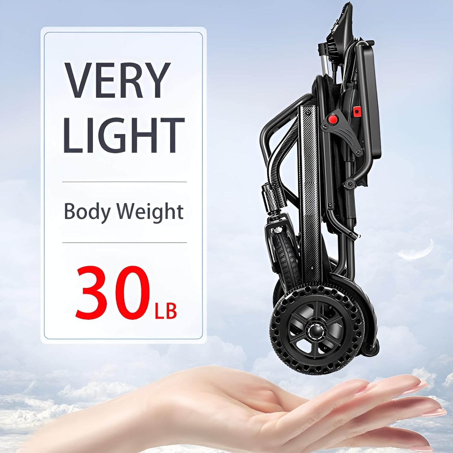 Eozbrr Motorized Wheelchairs Lightweight Foldable, Electric Wheelchair for Elderly Travel Outdoors, Small Volume, Can Be Put in The Trunk, Body Weighs Only 30 lbs, Up to 20 Miles of Range : Health & Household